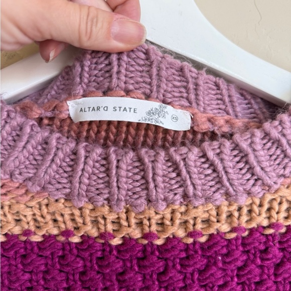 Altar’d State Colorful Striped Women's Sweater Multicolor Purple Pink XS - Picture 4 of 8